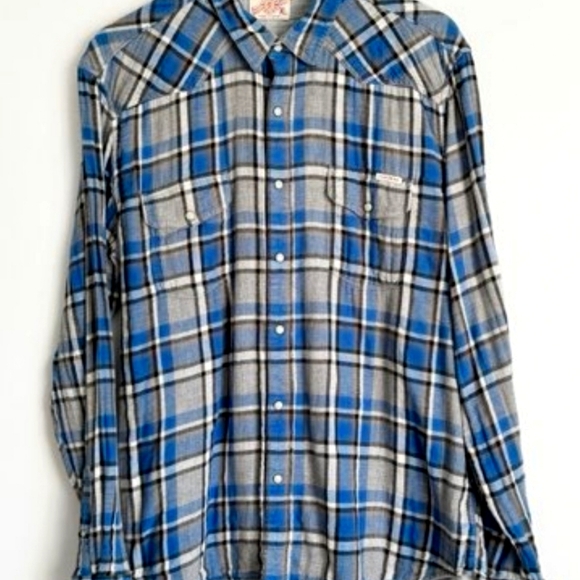 Lucky Brand Men's Western Plaid Classic Fit Shirt Size XL Pearl Snap - Picture 1 of 11